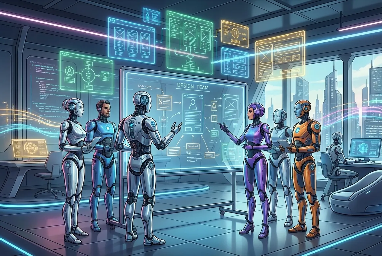 image of robots in a meeting